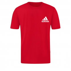 T-SHIRT 100% ΒΑΜΒΑΚΙ ΜΕ LOGO - ΚΟΚΚΙΝΟ- ADIDAS ΓΡΑΜΜΕΣ ΜΙΚΡΟ